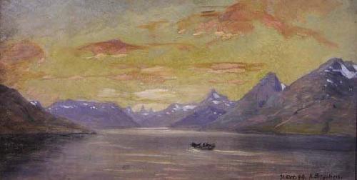 Knud Bergslien Nordnorsk fjordidyll China oil painting art